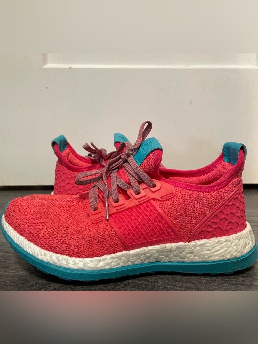 Adidas PureBOOST X Kids Size 4 (36) | Boost Running Shoes Pink & Turquoise